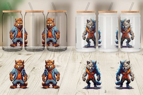 Glass Can Wrap Halloween Werewolf Sublimation artnoy 