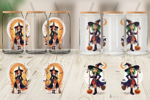 Glass Can Wrap Halloween Witch Sublimation artnoy 