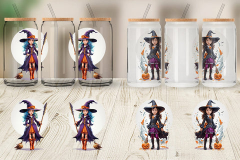 Glass Can Wrap Halloween Witch Sublimation artnoy 