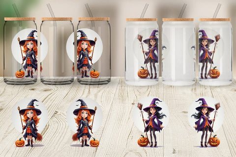 Glass Can Wrap Halloween Witch Sublimation artnoy 