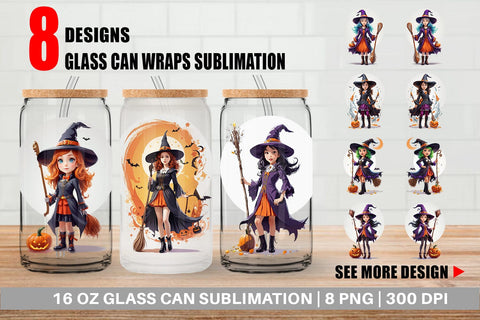 Glass Can Wrap Halloween Witch Sublimation artnoy 