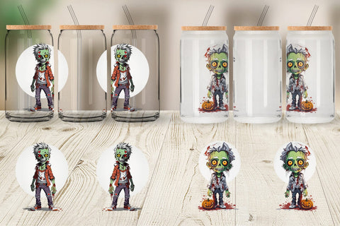 Glass Can Wrap Halloween Zombie Sublimation artnoy 