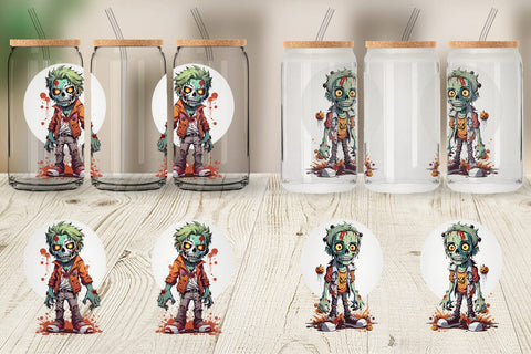 Glass Can Wrap Halloween Zombie Sublimation artnoy 