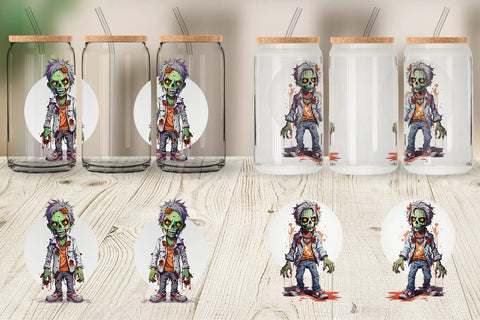 Glass Can Wrap Halloween Zombie Sublimation artnoy 