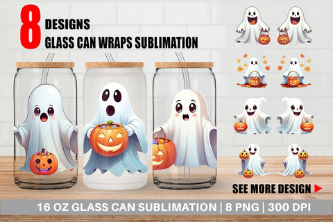 Glass Can Wrap Happy Spook Sticker Sublimation artnoy 