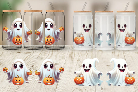 Glass Can Wrap Happy Spook Sticker Sublimation artnoy 