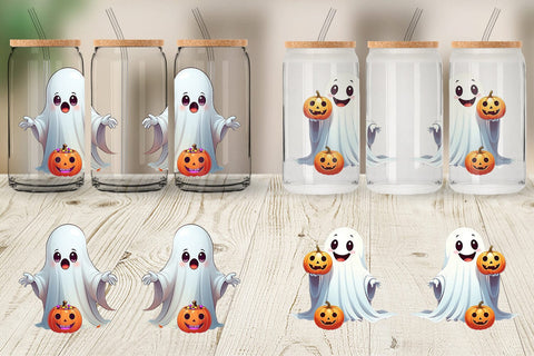 Glass Can Wrap Happy Spook Sticker Sublimation artnoy 