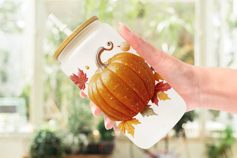 Glass Can Wrap Harvest Pumpkin Sublimation artnoy 