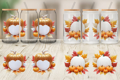 Glass Can Wrap Harvest Pumpkin Sublimation artnoy 