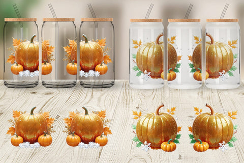 Glass Can Wrap Harvest Pumpkin Sublimation artnoy 