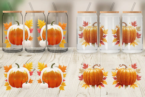 Glass Can Wrap Harvest Pumpkin Sublimation artnoy 