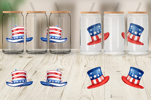 Glass Can Wrap Hat 4th of July Sublimation artnoy 