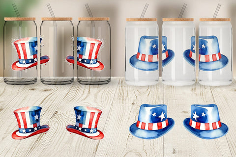 Glass Can Wrap Hat 4th of July Sublimation artnoy 