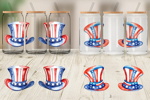 Glass Can Wrap Hat 4th of July Sublimation artnoy 