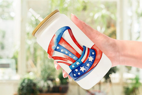 Glass Can Wrap Hat 4th of July Sublimation artnoy 