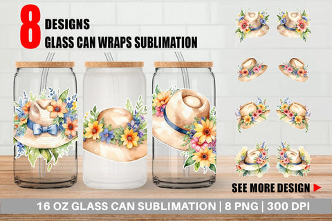 Glass Can Wrap Hat Summer Sublimation artnoy 
