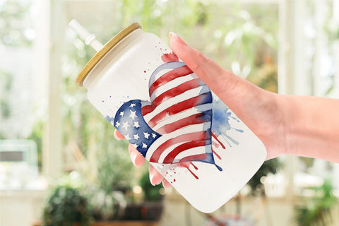 Glass Can Wrap Heart 4th of July Sublimation artnoy 