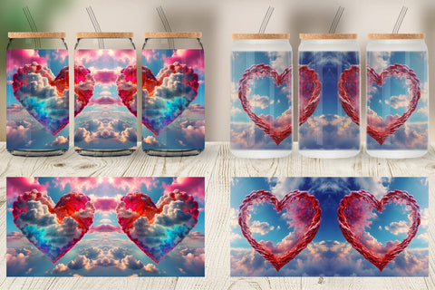 Glass Can Wrap Heart Clouds Sublimation artnoy 