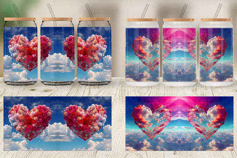 Glass Can Wrap Heart Clouds Sublimation artnoy 