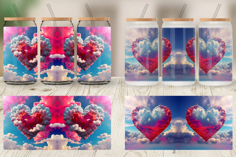 Glass Can Wrap Heart Clouds Sublimation artnoy 