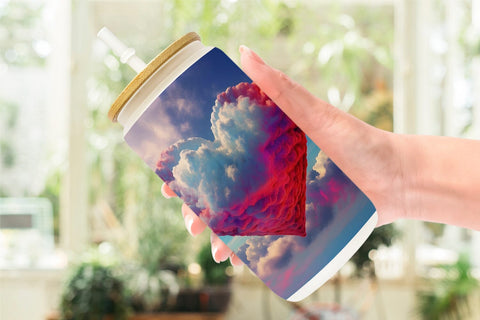 Glass Can Wrap Heart Clouds Sublimation artnoy 