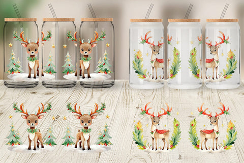 Glass Can Wrap Holiday Deer Sublimation artnoy 
