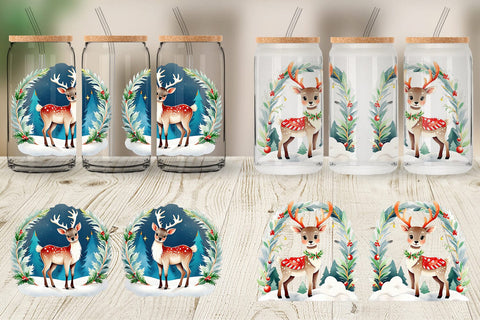 Glass Can Wrap Holiday Deer Sublimation artnoy 