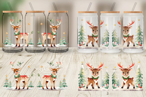 Glass Can Wrap Holiday Deer Sublimation artnoy 
