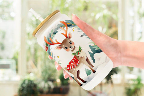 Glass Can Wrap Holiday Deer Sublimation artnoy 