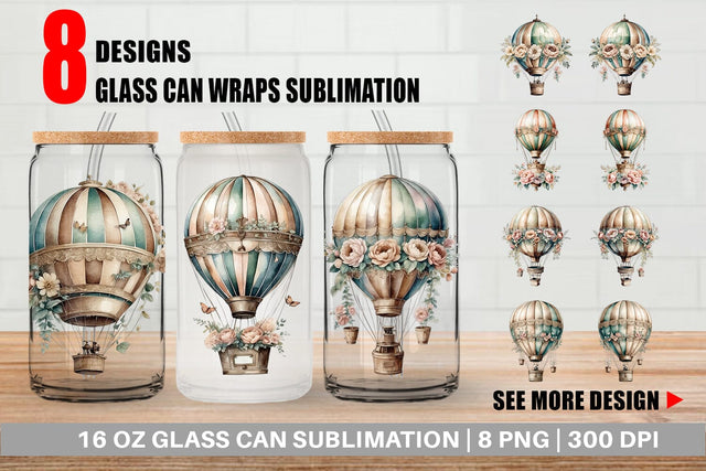 Glass Can Wrap Hot Air Balloon Sublimation artnoy 