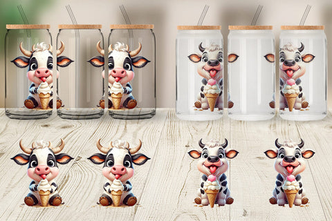 Glass Can Wrap Ice Cream Cow Sublimation artnoy 