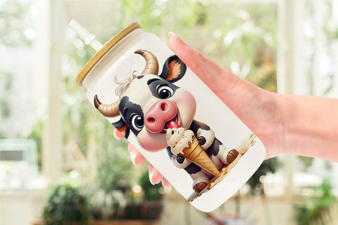 Glass Can Wrap Ice Cream Cow Sublimation artnoy 