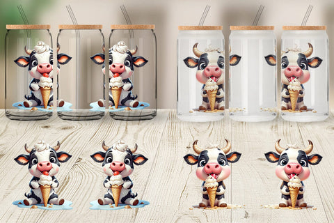 Glass Can Wrap Ice Cream Cow Sublimation artnoy 