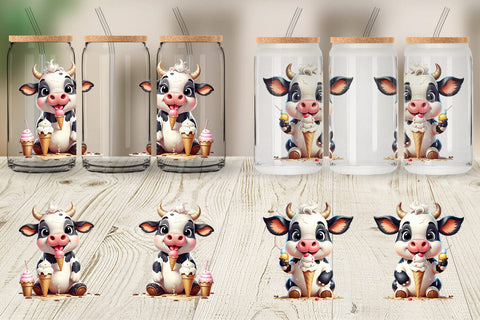 Glass Can Wrap Ice Cream Cow Sublimation artnoy 