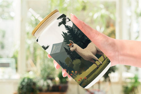 Glass Can Wrap Illustration Llama Sublimation artnoy 