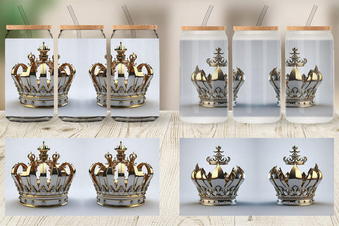 Glass Can Wrap King Crown Gold Sublimation artnoy 