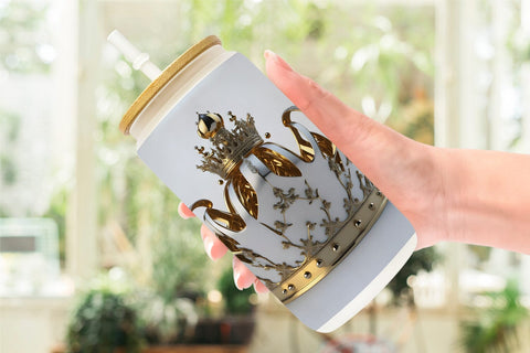 Glass Can Wrap King Crown Gold Sublimation artnoy 