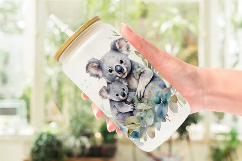 Glass Can Wrap Koala Mother Day Sublimation artnoy 