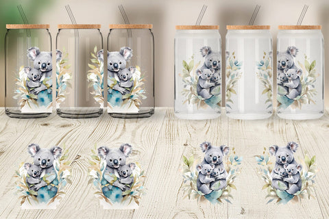 Glass Can Wrap Koala Mother Day Sublimation artnoy 