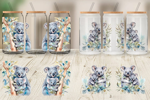Glass Can Wrap Koala Mother Day Sublimation artnoy 