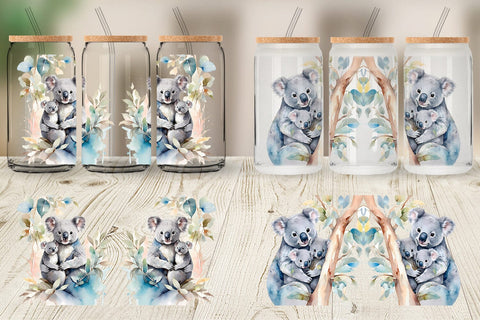 Glass Can Wrap Koala Mother Day Sublimation artnoy 