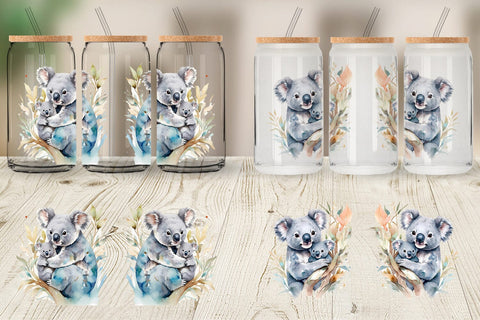 Glass Can Wrap Koala Mother Day Sublimation artnoy 