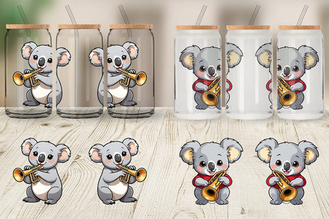 Glass Can Wrap Koala New Year Sublimation artnoy 
