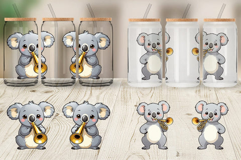 Glass Can Wrap Koala New Year Sublimation artnoy 