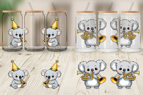 Glass Can Wrap Koala New Year Sublimation artnoy 