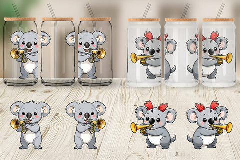 Glass Can Wrap Koala New Year Sublimation artnoy 