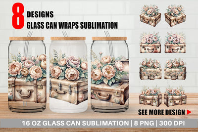 Glass Can Wrap Leather Suitcase Sublimation artnoy 