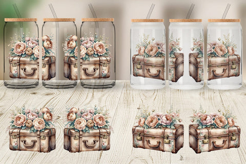 Glass Can Wrap Leather Suitcase Sublimation artnoy 