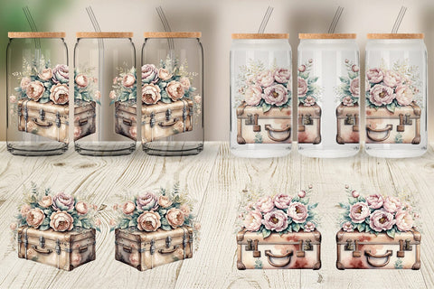 Glass Can Wrap Leather Suitcase Sublimation artnoy 