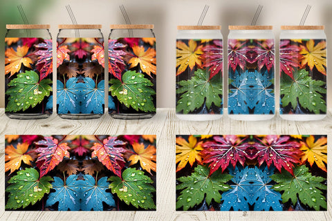 Glass Can Wrap Leaves with Water Drops Sublimation artnoy 